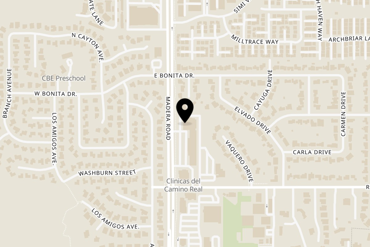 Map showing the location of Ameci Pizza Kitchen on 1494 Madera Rd in Simi Valley